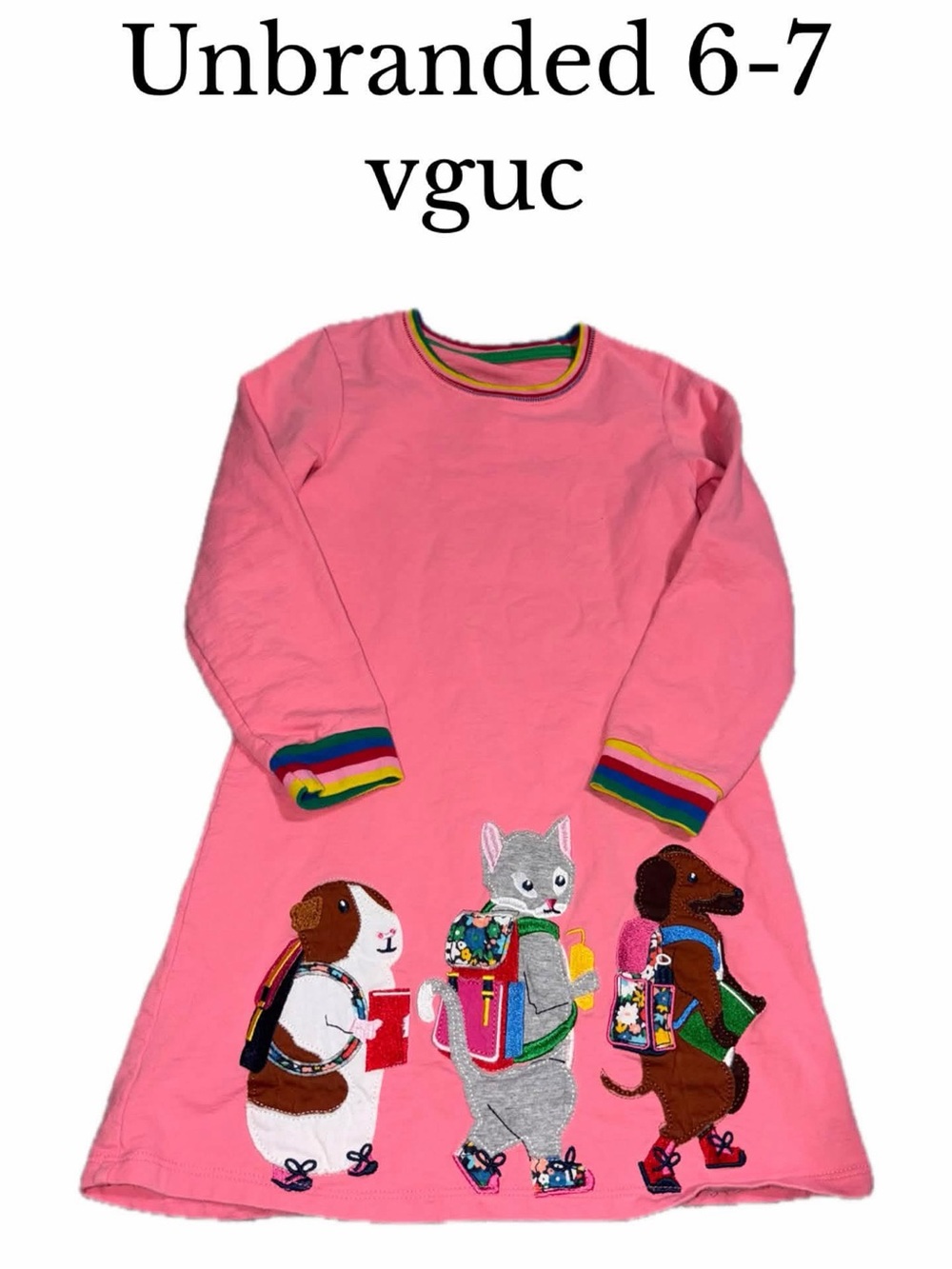 Size 6-7 animal appliqué school dress